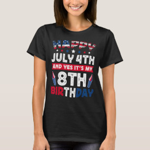 Camiseta 4 de julio Mi octavo cumpleaños Vintage con proble