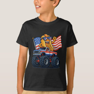 Camiseta 4 De Julio Monster Truck Perro caliente Bandera Am