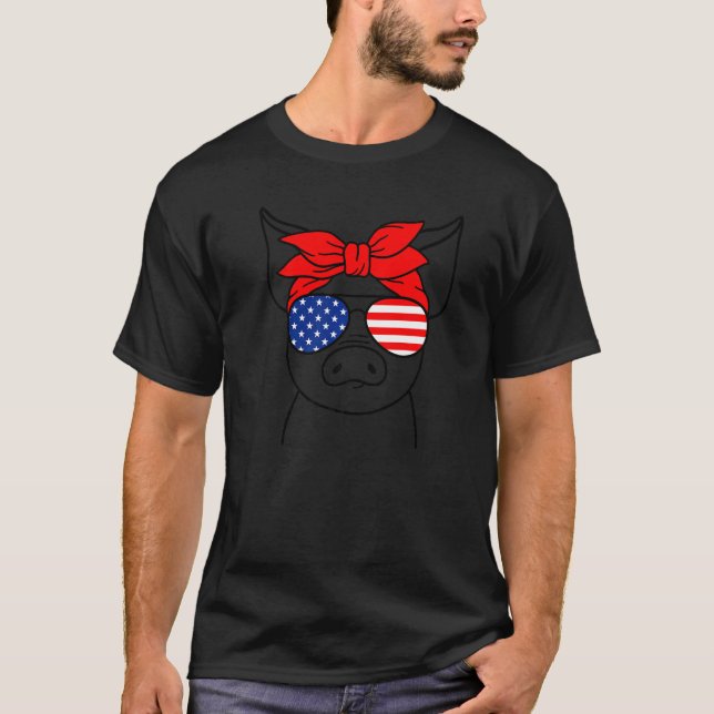Camiseta 4 De Julio Mujeres De Cerdo Bandana Ue Bandera Gaf (Anverso)