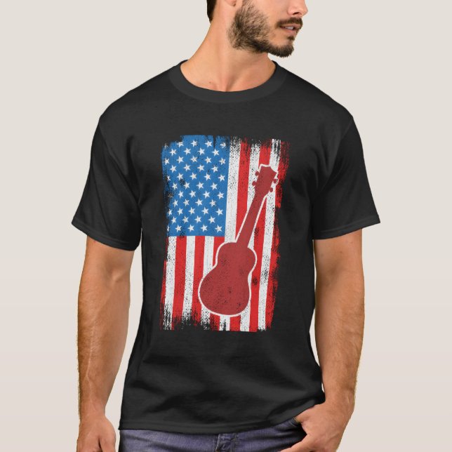 Camiseta 4 De Julio Músico Ueuu Ukulele (Anverso)