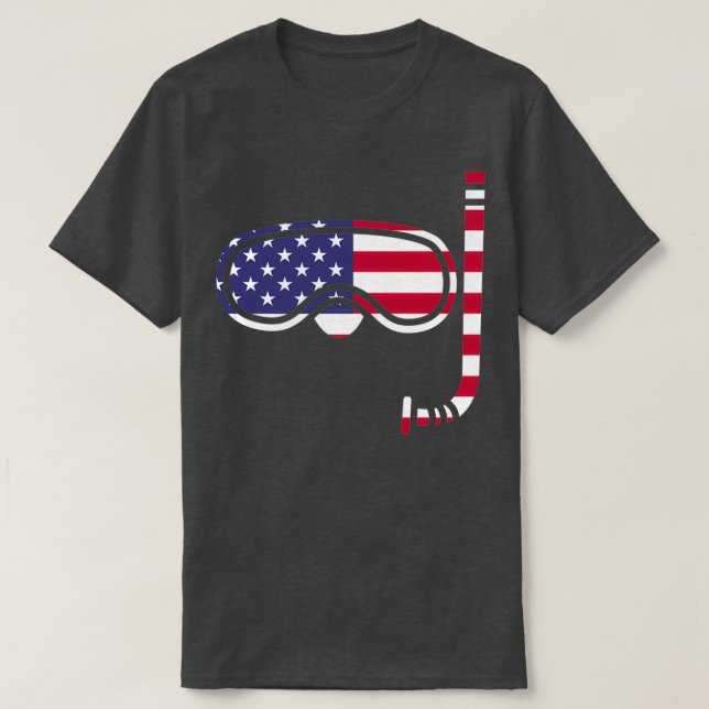 Camiseta 4 de julio Natación Goggles Bandera Americana Rega (Diseño del anverso)