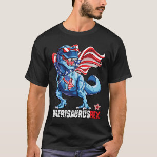 Camiseta 4 De Julio Niños Chicas Hombres Amerisaurus T Rex
