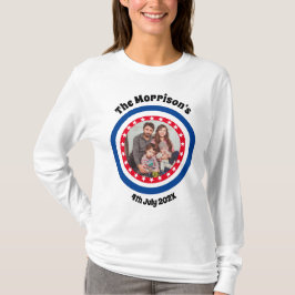 Camiseta 4 de julio Nombre de la foto familiar Rojo y Azul