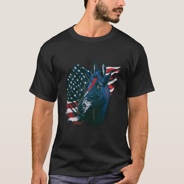 Camiseta 4 De Julio Orgulloso Burro Patriótico Bandera Esta (Anverso)