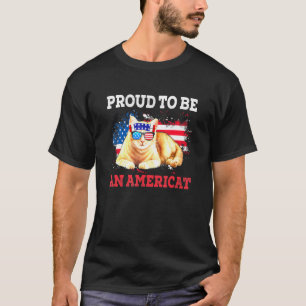 Camiseta 4 de julio Orgulloso de un gato americano de gafas