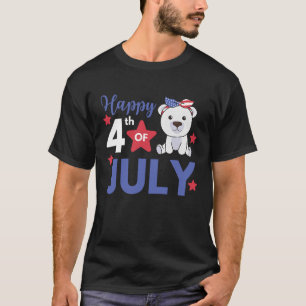 Camiseta 4 De Julio Oso Polar Estadounidense Para Niños Cut