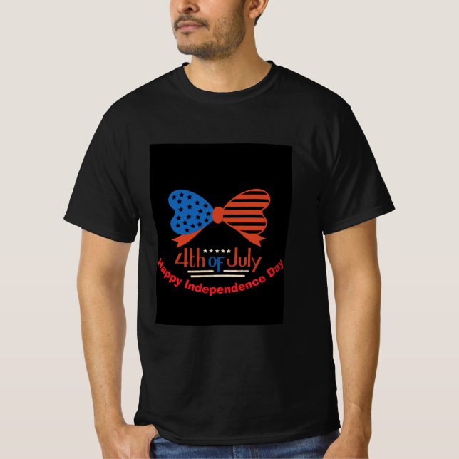 Camiseta "4 de julio" Patriotic Bow Design Personalizado (Anverso)