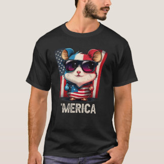 Camiseta 4 de julio Patriotic Hamster Merica T Shirt