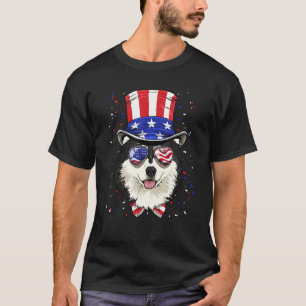 Camiseta 4 de julio Patriótico Alaska Malamute Estados Unid