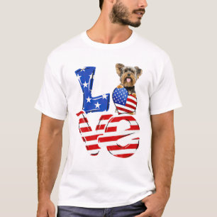 Camiseta 4 De Julio Patriótico AMOR Yorkshire Terrier Ameri