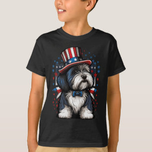 Camiseta 4 De Julio Patriótico Bearded Collie Dog Us Bander