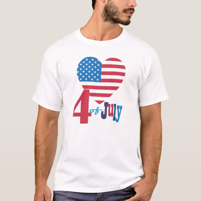 Camiseta 4 de julio Patriótico de la Bandera de los Estados (Anverso)