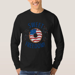 Camiseta 4 de julio Patriótico Donut Sweet Freedom Estados 