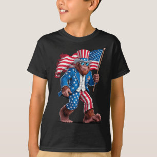 Camiseta 4 De Julio Patriótico Estadounidense Bigfoot Sasqu