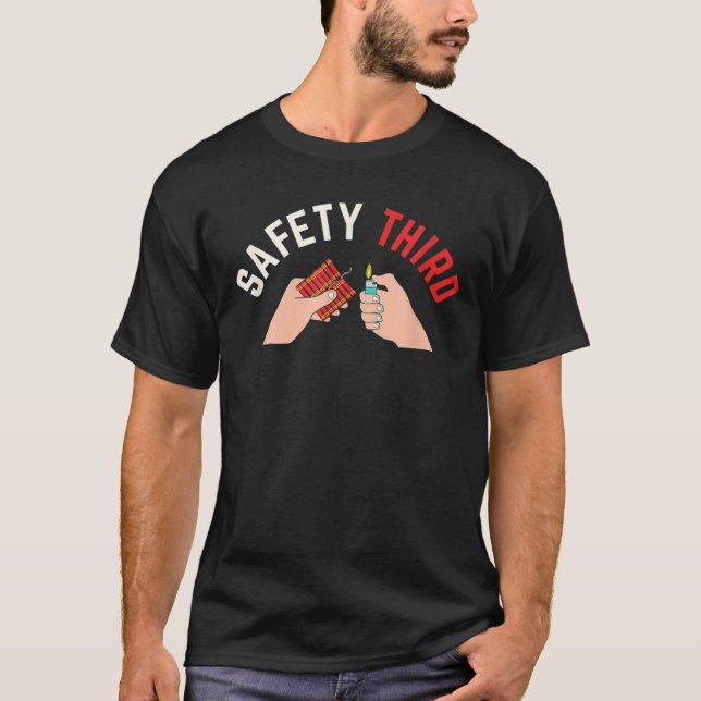 Camiseta 4 De Julio: Patriótico Fireworks Safety Third (Anverso)