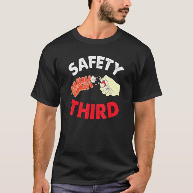 Camiseta 4 De Julio Patriótico Fireworks Safety Third Firec (Anverso)