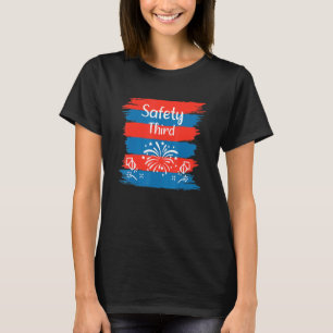 Camiseta 4 De Julio Patriótico Fireworks Safety Third Indep