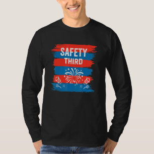 Camiseta 4 De Julio Patriótico Fireworks Safety Third Indep