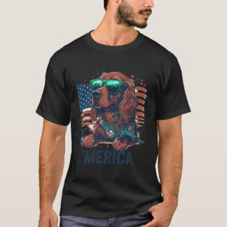 Camiseta 4 De Julio Patriótico Irlandés Setter Dog Merica
