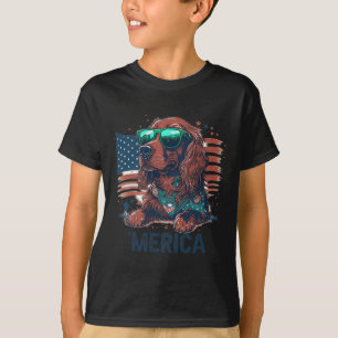 Camiseta 4 De Julio Patriótico Irlandés Setter Dog Merica