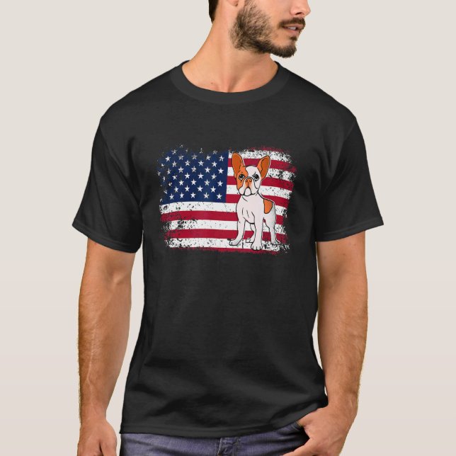 Camiseta 4 De Julio Patriótico Perro Mamá Papá Bandera Esta (Anverso)