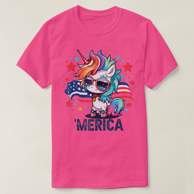 Camiseta 4 de julio Patriótico Unicornio Merica (Diseño del anverso)