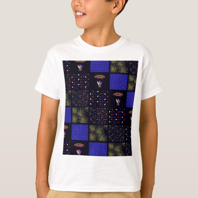 Camiseta 4 de julio Patrón de parches - 4 de julio (Anverso)