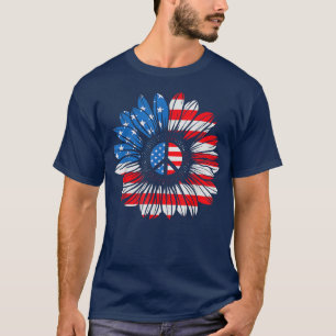 Camiseta 4 De Julio, Peace Sunflower American Freedom USA 
