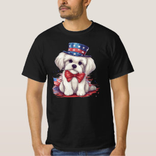 Camiseta 4 de julio Perro de cachorro blanco con 43568
