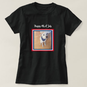 Camiseta 4 de julio Perro de cachorro blanco, rojo, blanco 