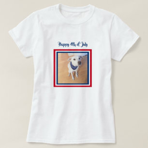 Camiseta 4 de julio Perro de cachorro blanco, rojo, blanco 