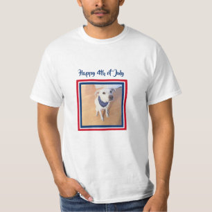 Camiseta 4 de julio Perro de cachorro blanco, rojo, blanco