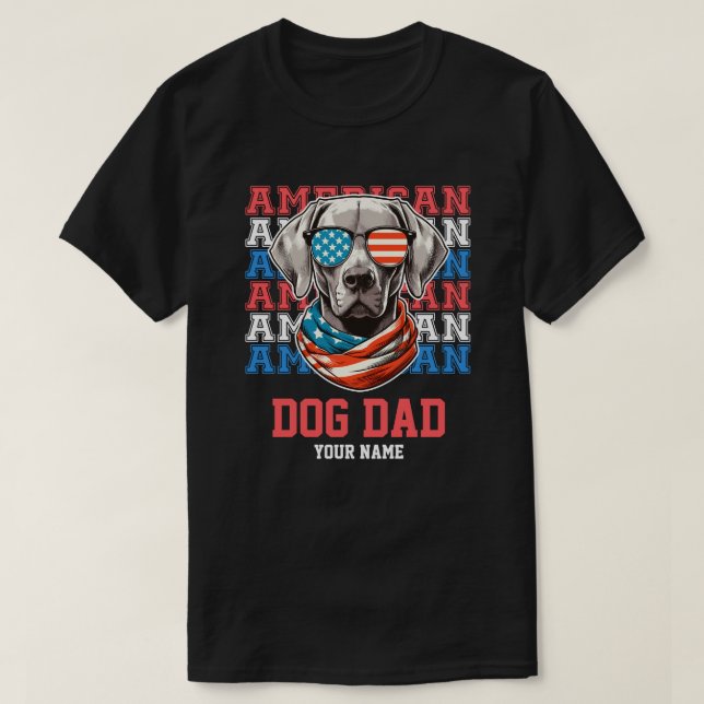 Camiseta 4 de julio Perro en Glasses Dog Dad personalizado (Diseño del anverso)