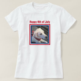 Camiseta 4 de julio: Perro rojo blanco azul con bufanda