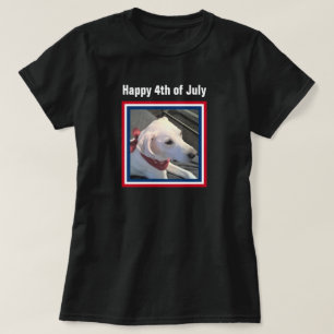 Camiseta 4 de julio: Perro rojo blanco azul con bufanda