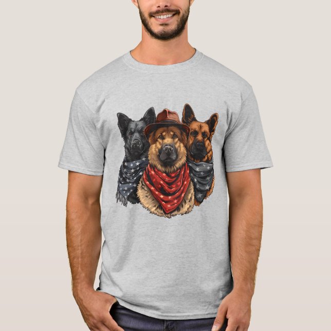 Camiseta 4 De Julio Perros Pastores Alemanes (Anverso)