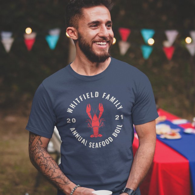 Camiseta 4 de julio Personalizado de hervir el pescado de l (Family Summer Seafood Food Boil Party Custom T-Shirt)