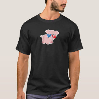 Camiseta 4 de julio Piggy Pig Funny Bandera Estadounidense