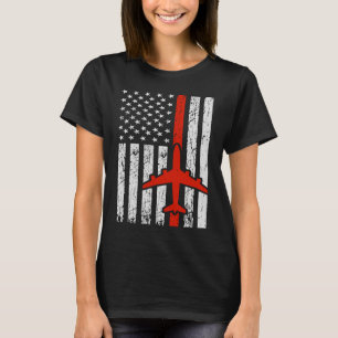 Camiseta 4 de julio Piloto de avión estadounidense bandera