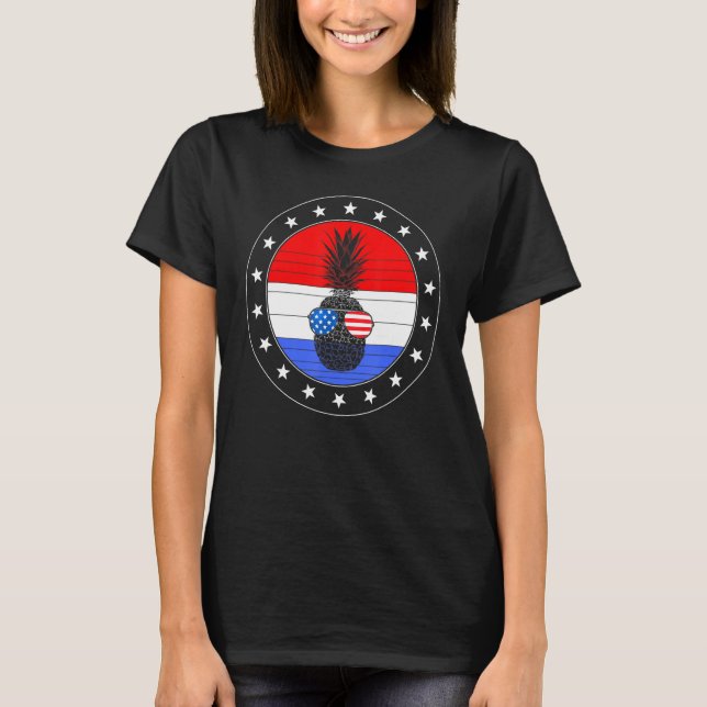 Camiseta 4 De Julio Pineapple Cute Beach Aloha Independenc (Anverso)