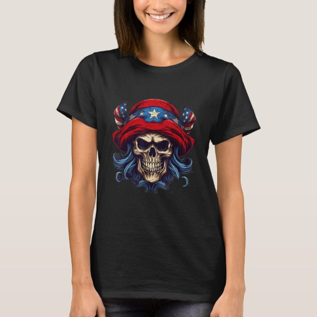 Camiseta 4 De Julio Pirata De Bandera Estadounidense (Anverso)