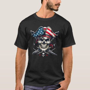 Camiseta 4 de julio Piratas Hombres Skeleton Estados Unidos