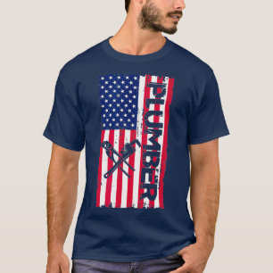 Camiseta 4 de julio Plumber USA Bandera estadounidense Patr
