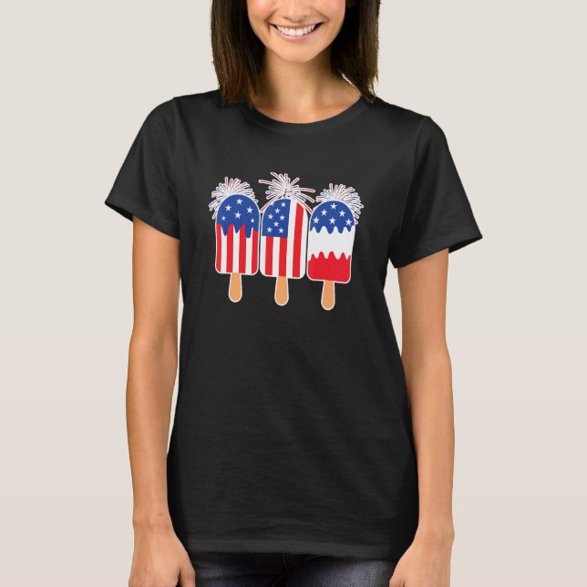 Camiseta 4 De Julio Popsicle Bandera Norteamericana Azul Bl (Anverso)