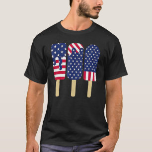Camiseta 4 De Julio Popsicle Bandera Norteamericana Azul Bl