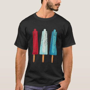 Camiseta 4 De Julio Popsicle Rojo Azul Blanco Estadounidens