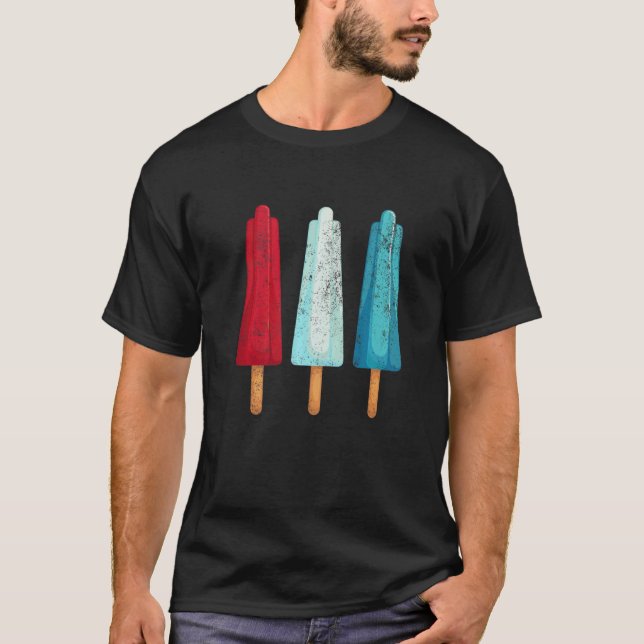 Camiseta 4 De Julio Popsicle Rojo Azul Blanco Estadounidens (Anverso)