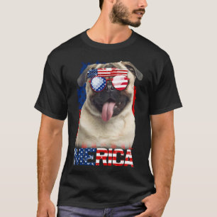 Camiseta 4 De Julio Pug Bandera Americana Amante P