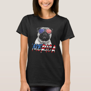 Camiseta 4 De Julio Pug Perro Merica Bandera Estadounidense