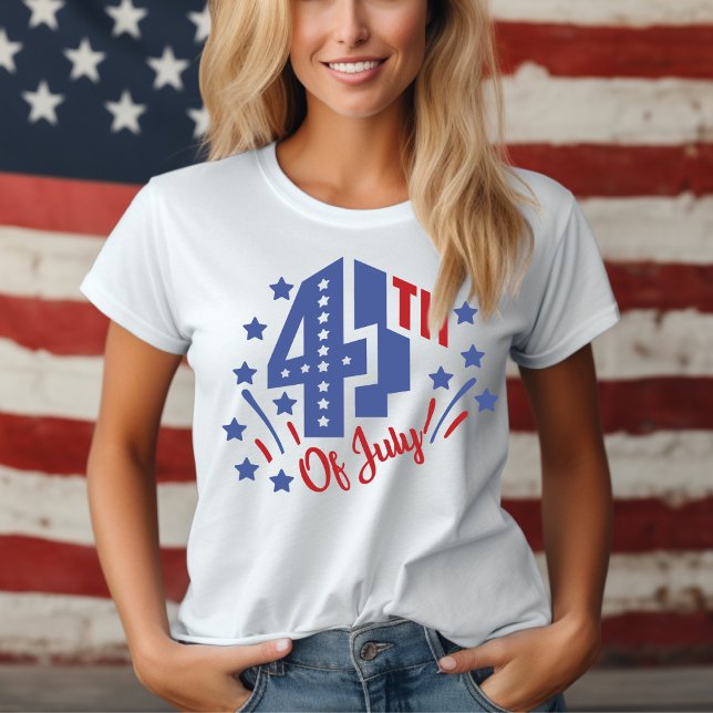 Camiseta 4 de julio Retro Rojo Blanco y Azul Patriótico (4th of July Retro Red White and Blue Patriotic T-Shirt)